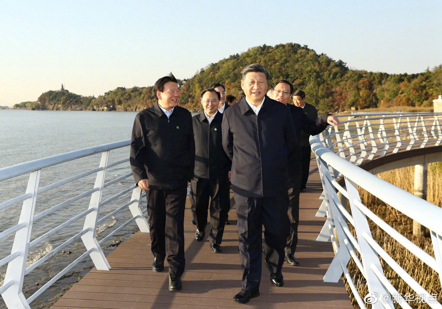 習近平赴江蘇南通考察長江生態