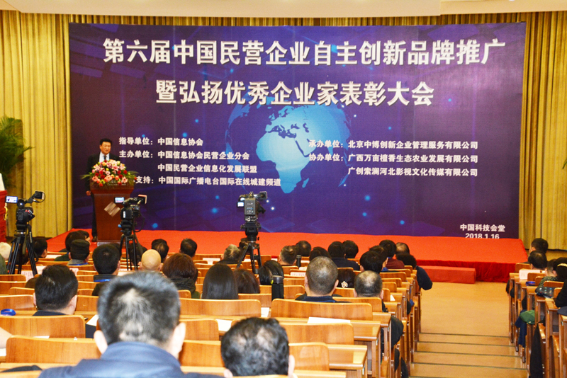 第六屆中國民營企業自主創新品牌推廣暨優秀民營企業家表彰大會”在京舉行